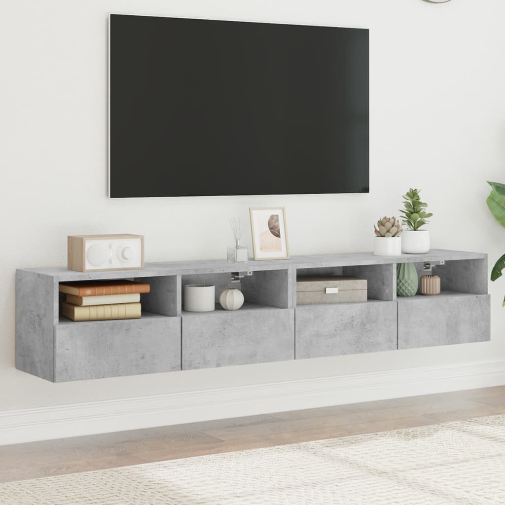 vidaXL Mobili TV Muro 2pz Grigio Cemento 80x30x30 cm Legno Multistrato