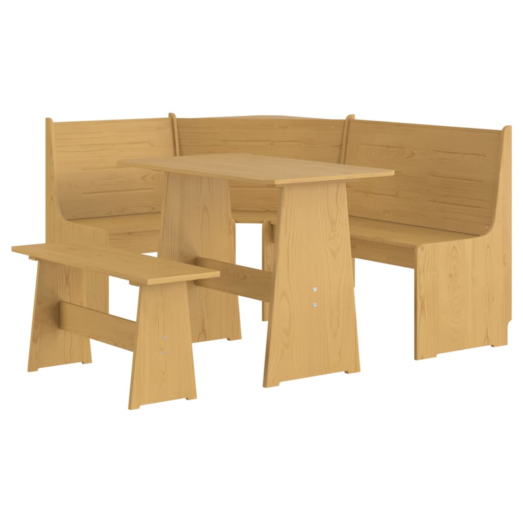 vidaXL Set da Pranzo 3pz REINE Marrone ambra in Legno Massello di Pino