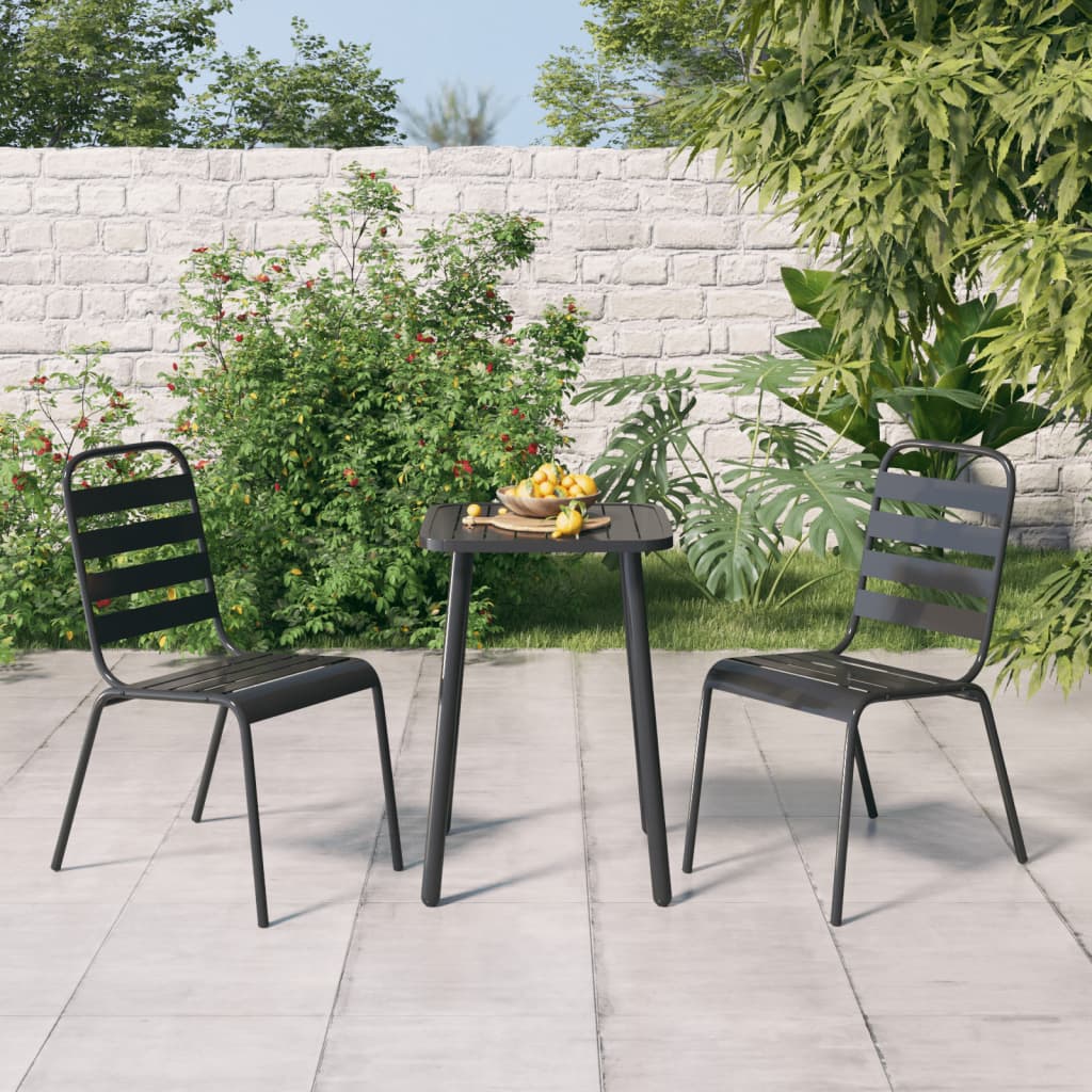 vidaXL Set da Pranzo da Giardino 3 pz in Acciaio Antracite