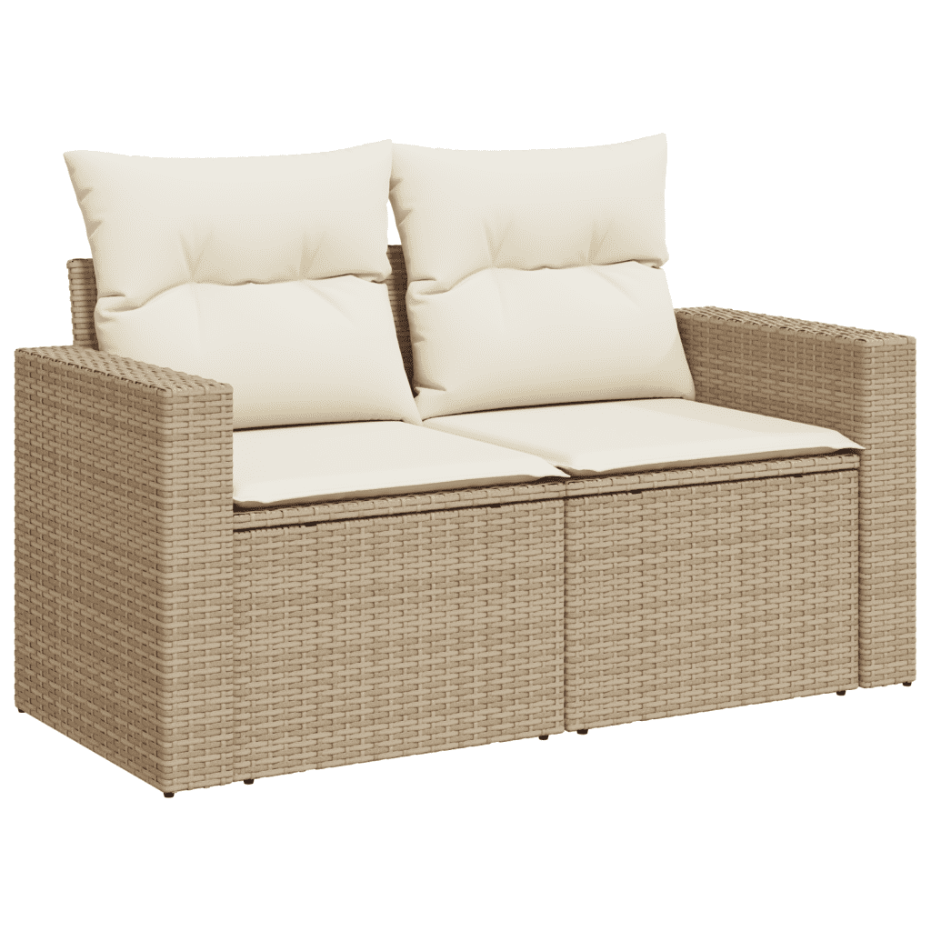 vidaXL Set Divani da Giardino 7 pz con Cuscini Beige in Polyrattan