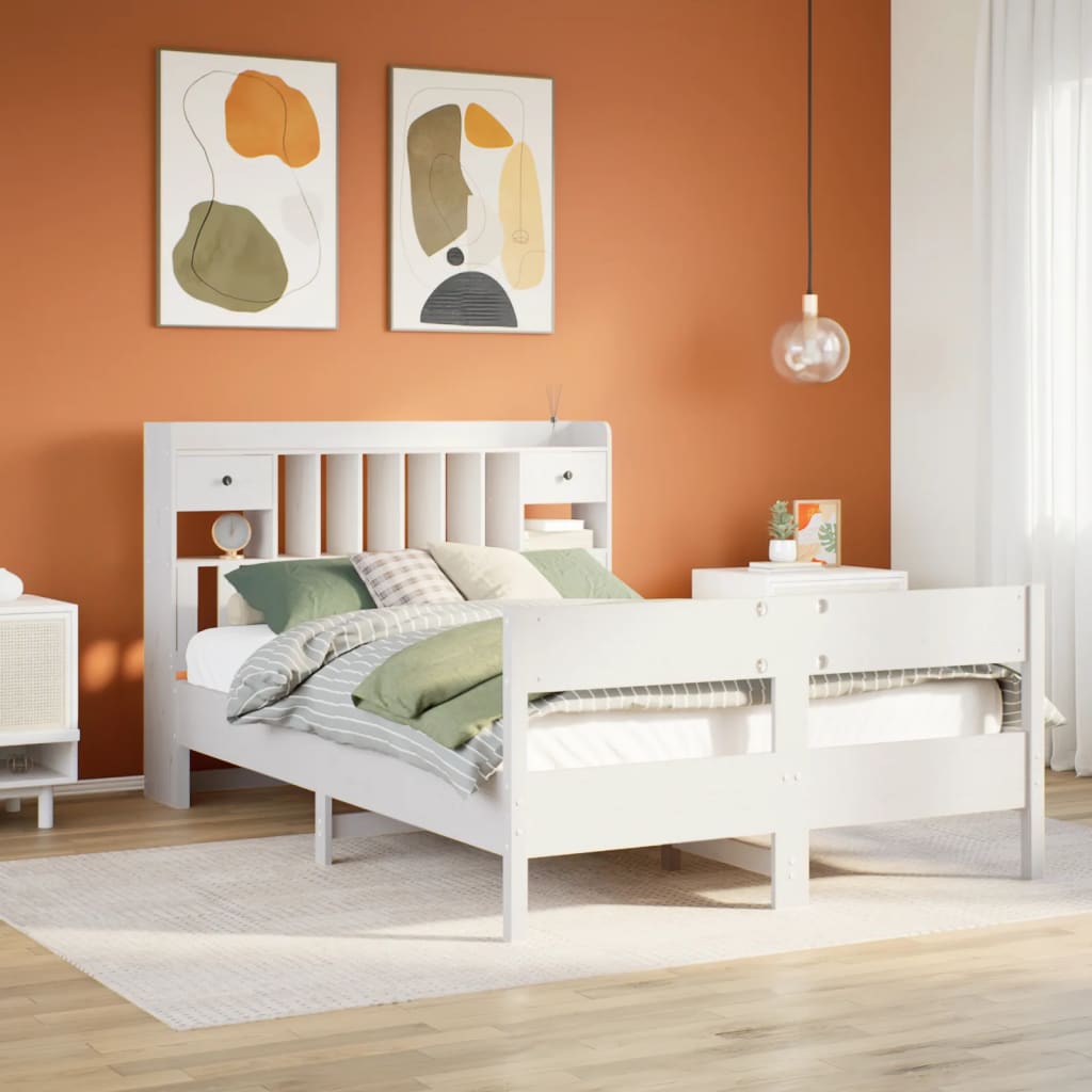 vidaXL Letto Libreria senza Materasso Bianco 120x190 cm Legno di Pino