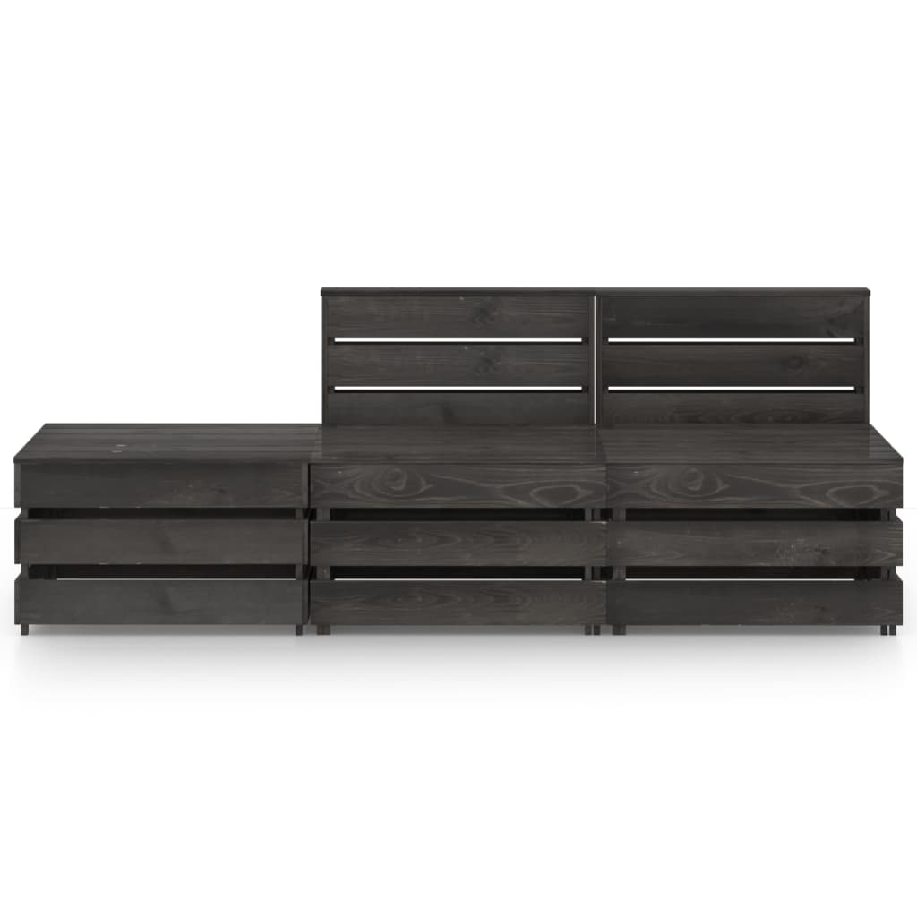 vidaXL Set Salotto da Giardino 3 pz in Legno di Pino Impregnato Grigio