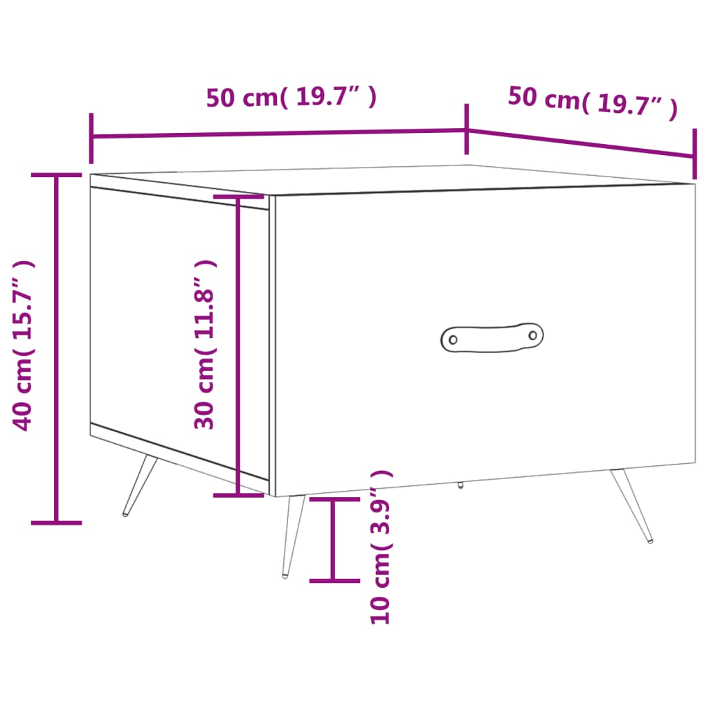 vidaXL Tavolini Salotto 2pz Bianco Lucido 50x50x40cm Legno Multistrato