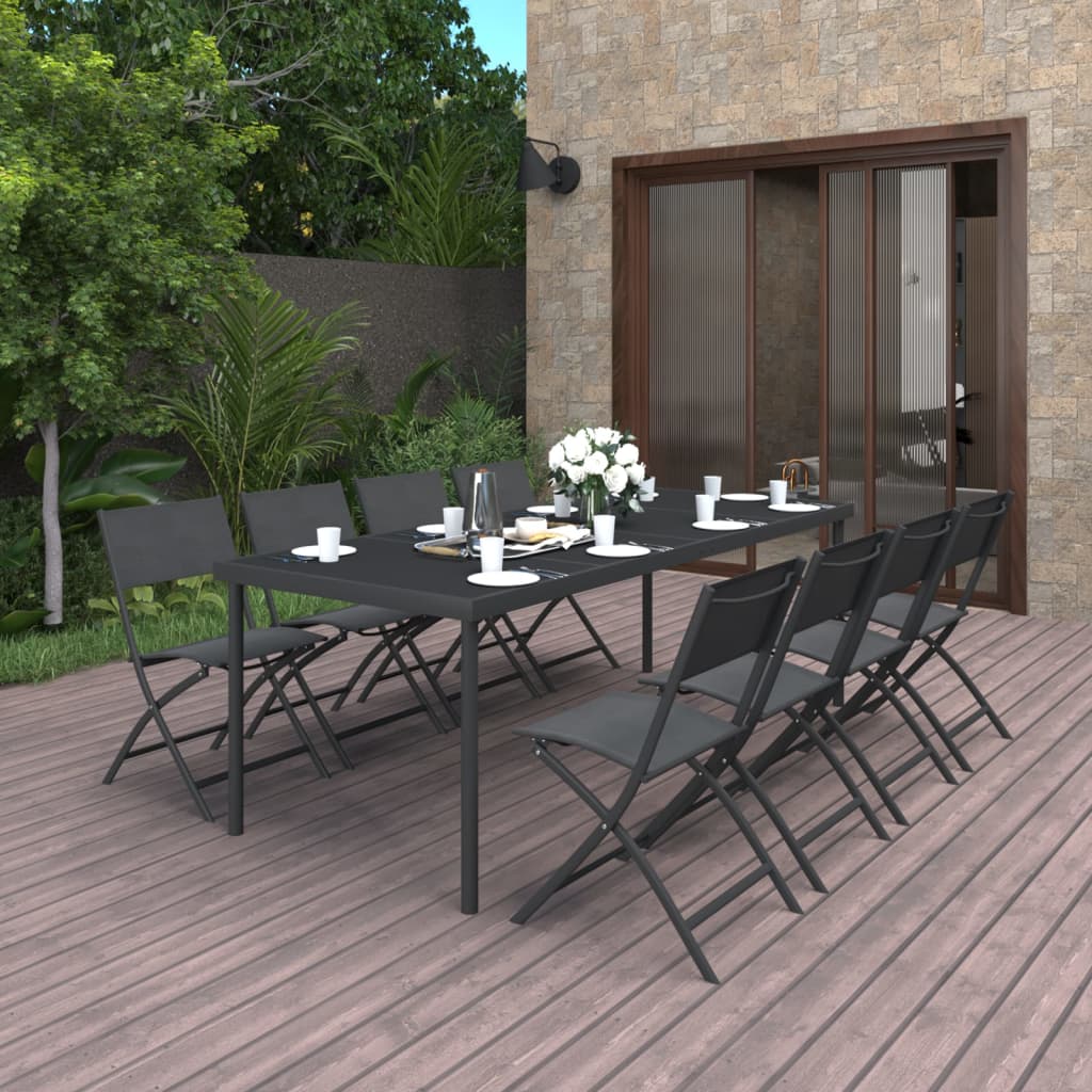 vidaXL Set da Pranzo per Giardino 9 pz in Acciaio