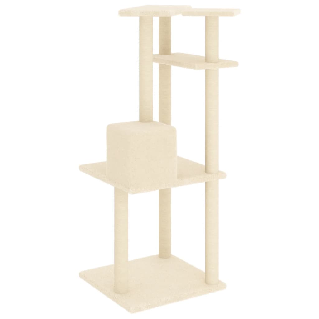 vidaXL Albero per Gatti con Tiragraffi in Sisal Crema 123 cm