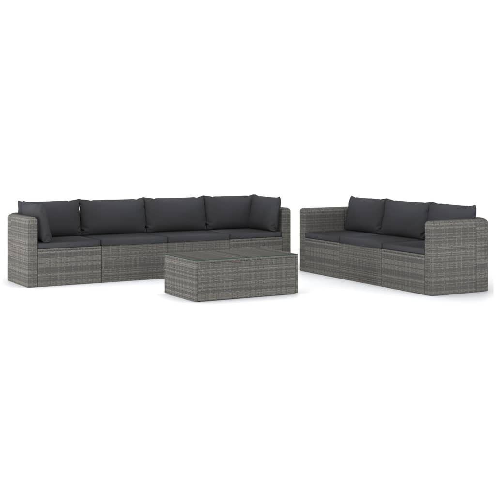 vidaXL Set Divani da Giardino 8 pz con Cuscini in Polyrattan Grigio