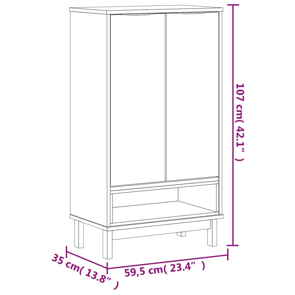 vidaXL Scarpiera FLAM 59,5x35x107 cm in Legno Massello di Pino