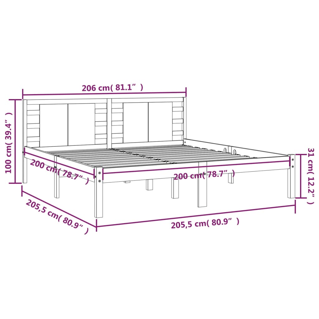 vidaXL Giroletto Bianco in Legno Massello di Pino 200x200 cm