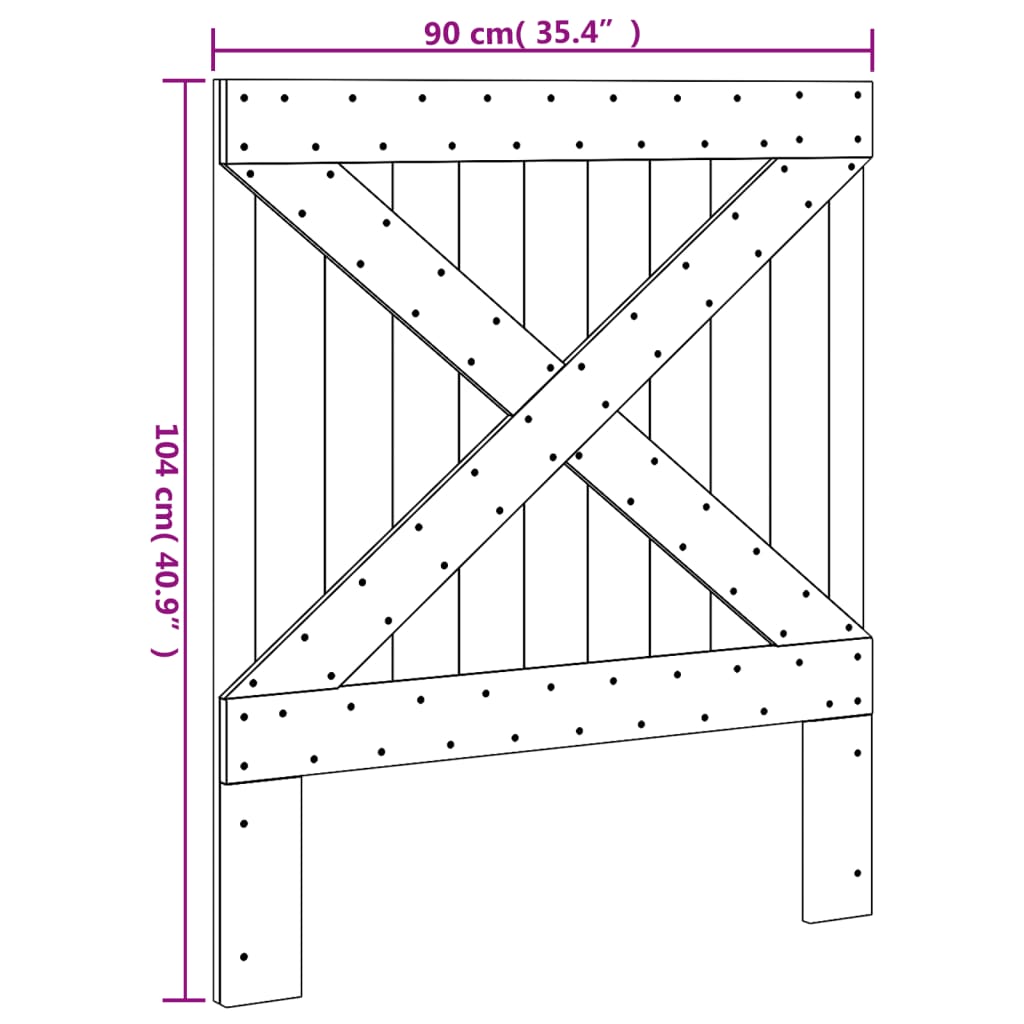 vidaXL Testiera 90x104 cm in Legno Massello di Pino