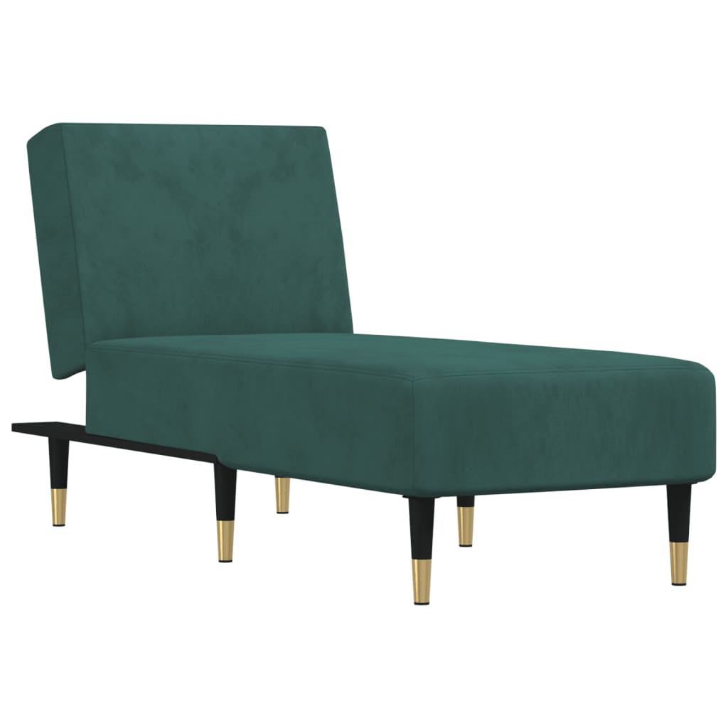 vidaXL Chaise Longue in Velluto Verde Scuro