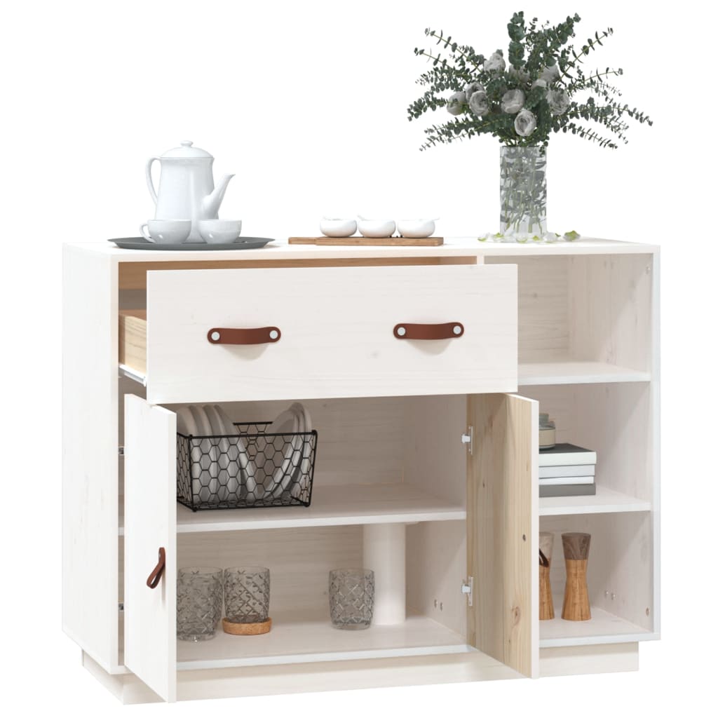 vidaXL Credenza Bianca 98,5x40x75 cm in Legno Massello di Pino