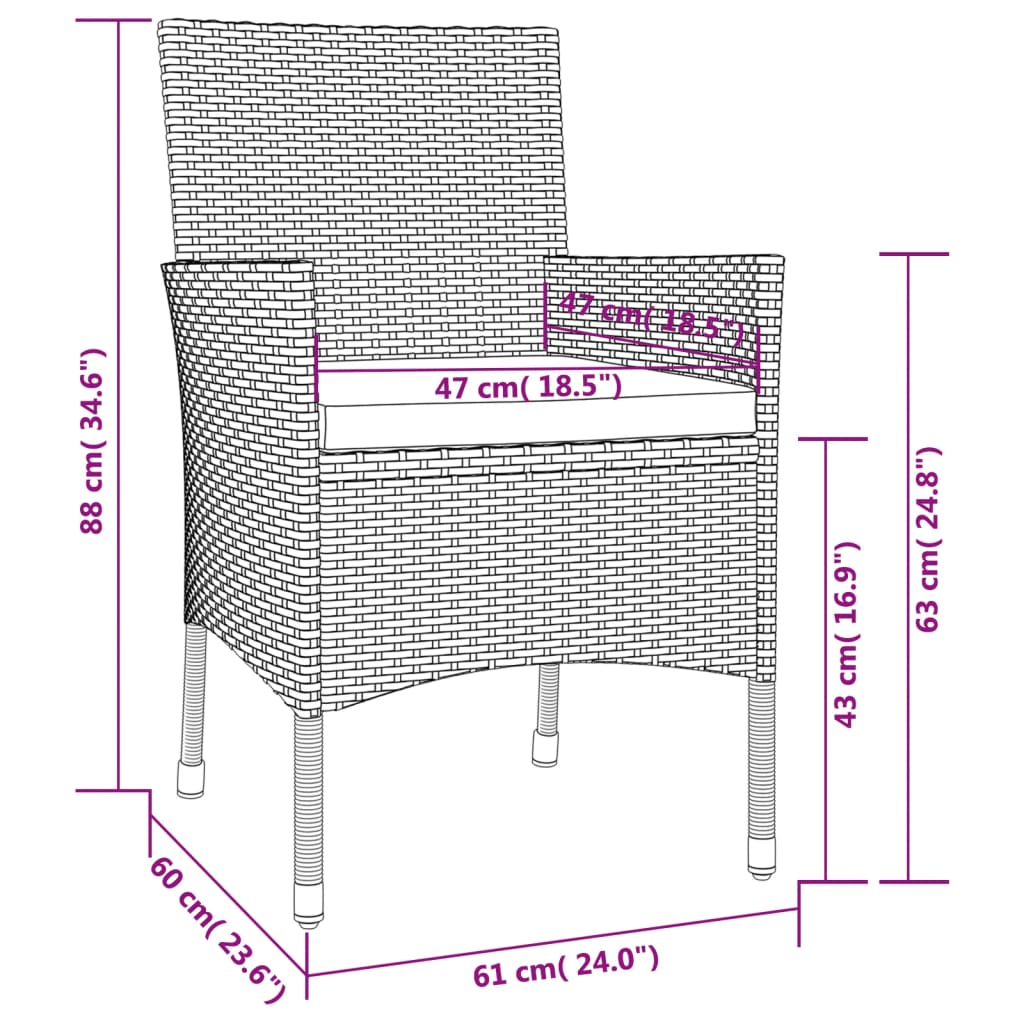 vidaXL Set da Pranzo da Giardino 9 pz con Cuscini Nero in Polyrattan