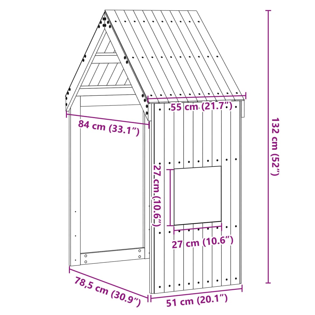 vidaXL Tetto per Letto Bambini 55x84x132 cm in Legno Massello di Pino