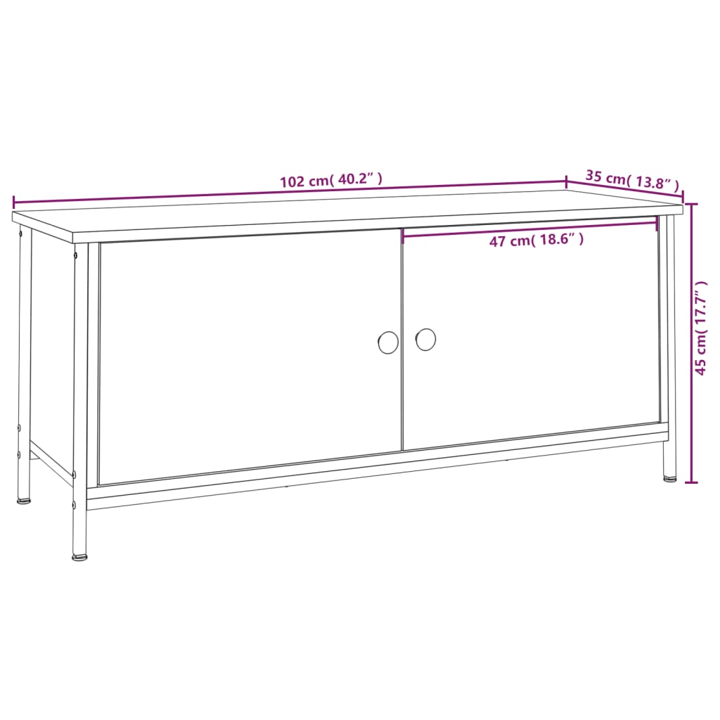 vidaXL Mobile TV con Ante Rovere Sonoma 102x35x45 cm Legno Multistrato