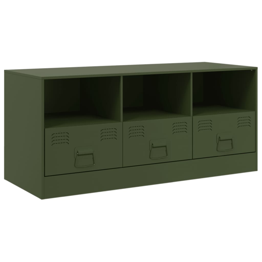 vidaXL Mobile TV Verde Oliva 99x39x44 cm in Acciaio