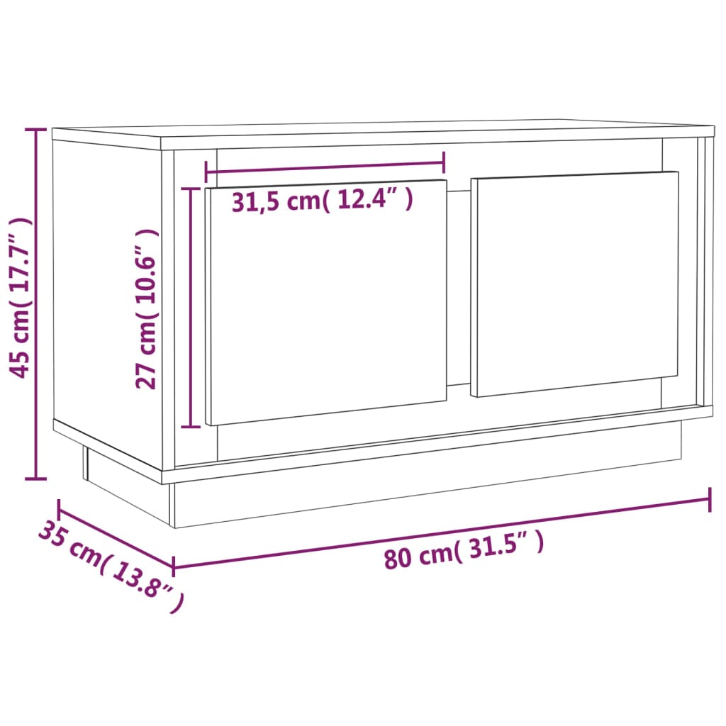 vidaXL Mobile Porta TV Grigio Sonoma 80x35x45 cm in Legno Multistrato