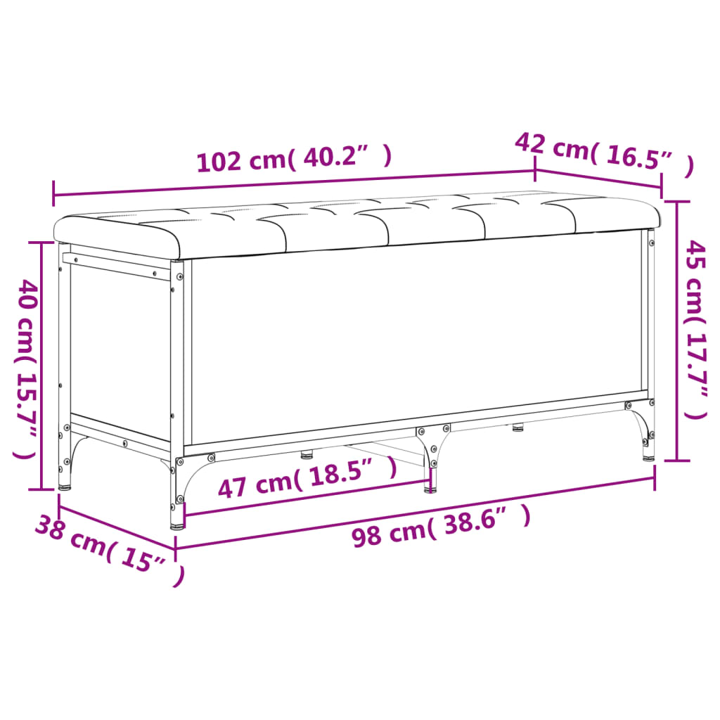 vidaXL Panca Portaoggetti Rovere Sonoma 102x42x45 cm Legno Multistrato