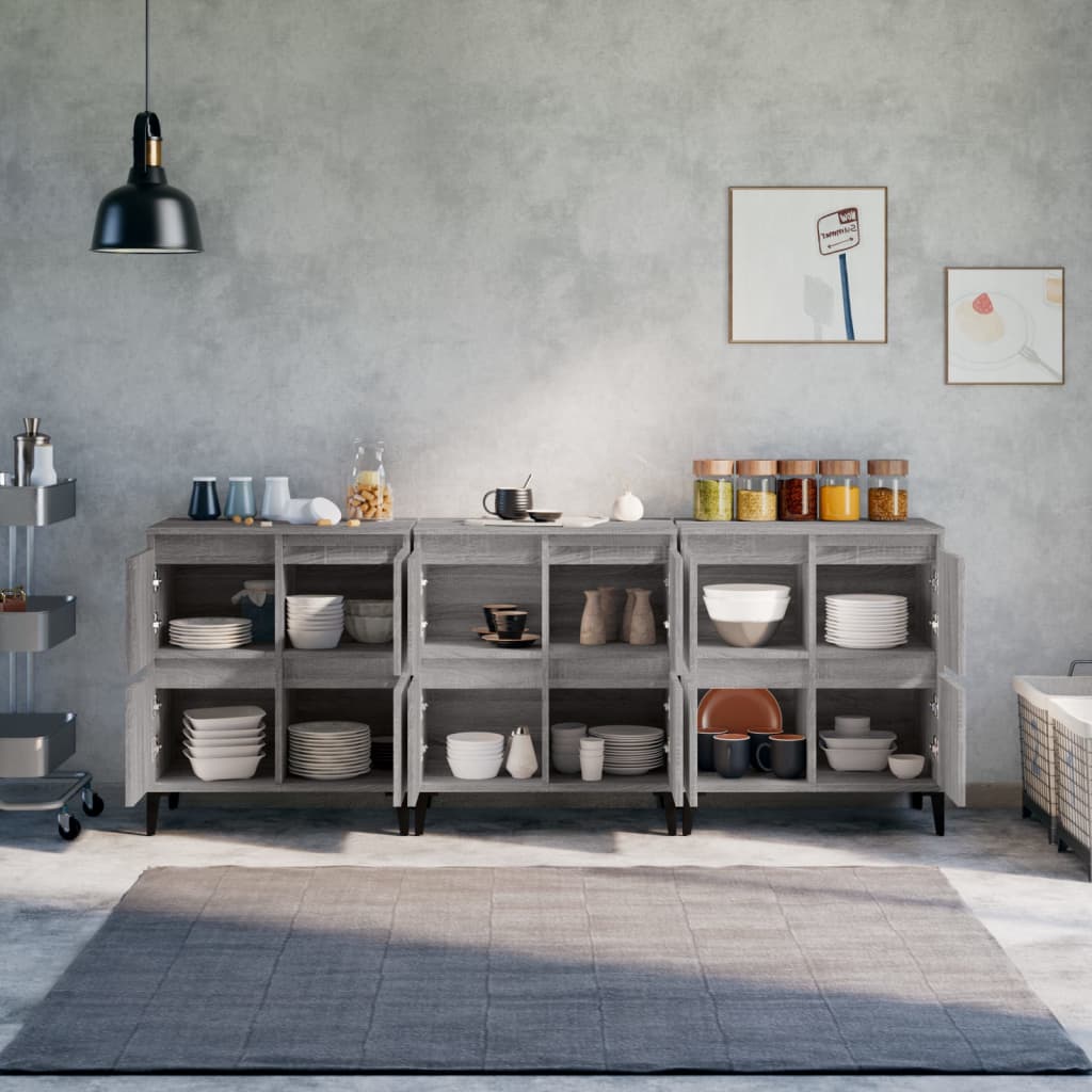 vidaXL Credenze 3pz Grigio Sonoma 60x35x70 cm in Legno Multistrato