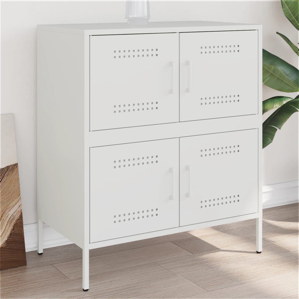 vidaXL Credenza Bianca 68x39x79 cm in Acciaio