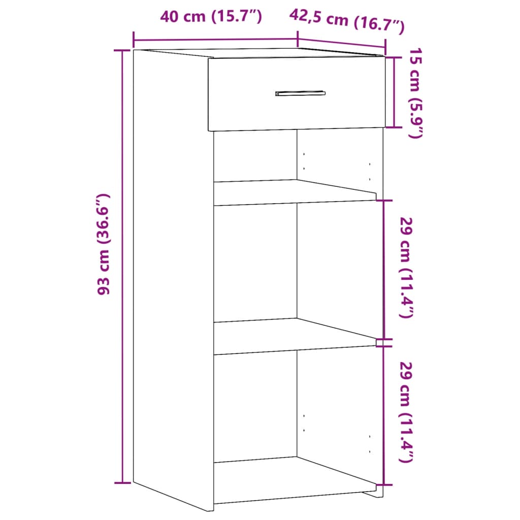 vidaXL Credenza Rovere Fumo 40x42,5x93 cm in Legno Multistrato