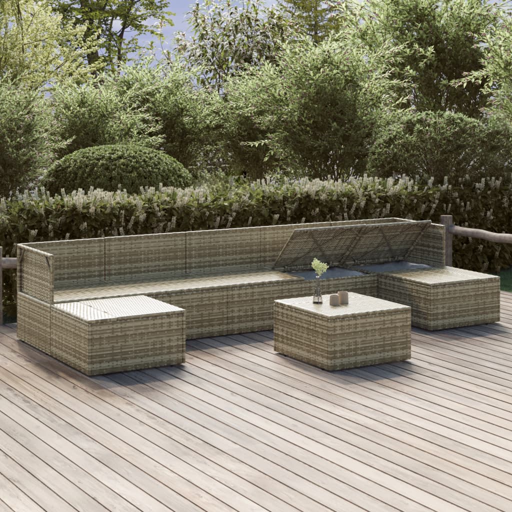 vidaXL Set Divani da Giardino 8 pz con Cuscini in Polyrattan Grigio