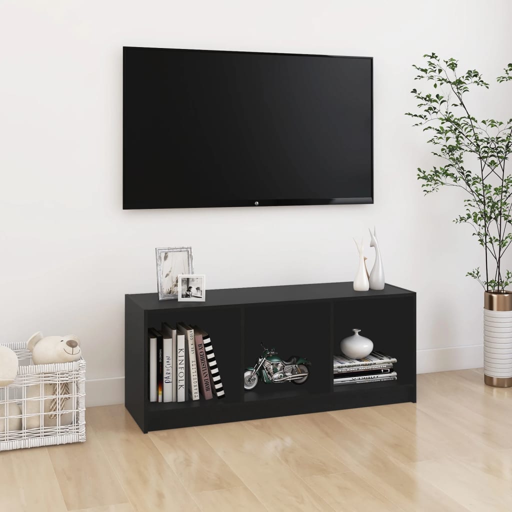 vidaXL Mobile Porta TV Nero 104x33x41 cm in Legno Massello di Pino