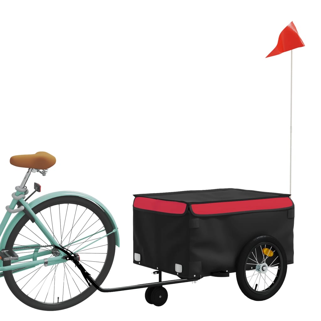 vidaXL Rimorchio da Bici Nero e Rosso 45 kg in Ferro