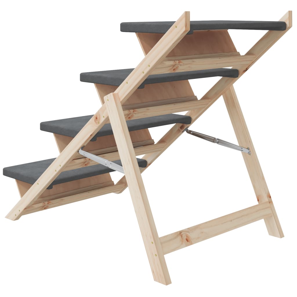 vidaXL Scala per Cani Grigia 105x47 cm in Legno Massello di Abete