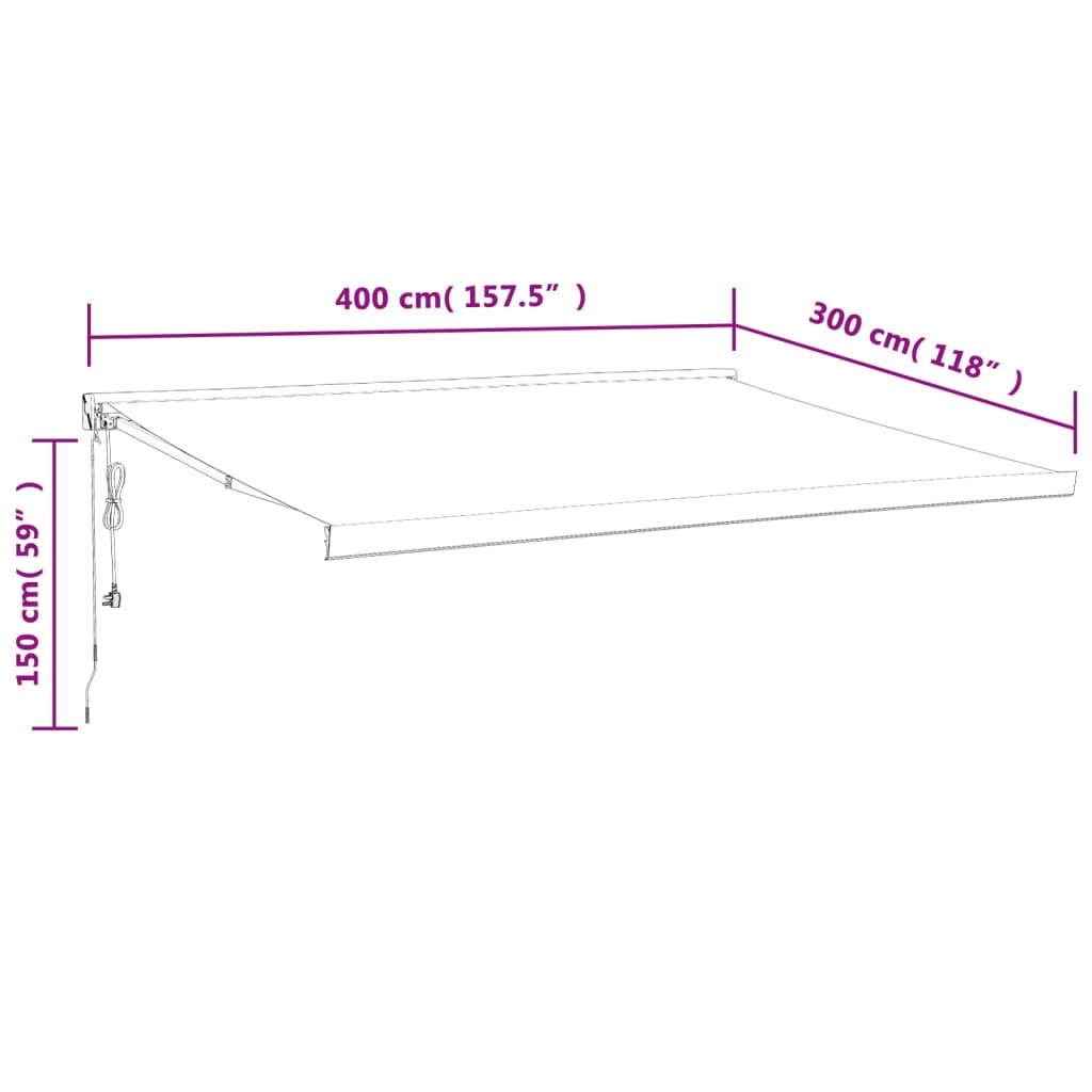 vidaXL Tenda Sole Retrattile Gialla e Bianca 4x3 m Tessuto e Alluminio