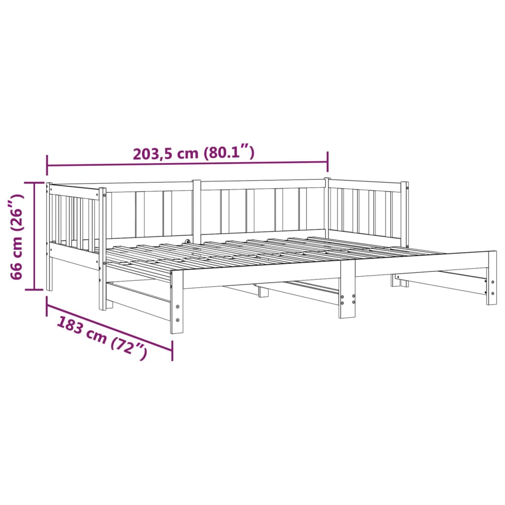 vidaXL Dormeuse Estraibile Bianca 2x(90x200) cm Legno Massello di Pino