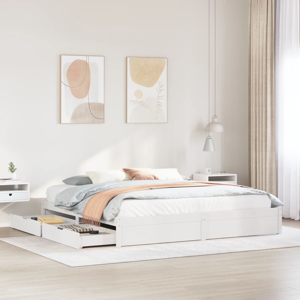 vidaXL Letto senza Materasso Bianco 180x200 cm Legno Massello di Pino