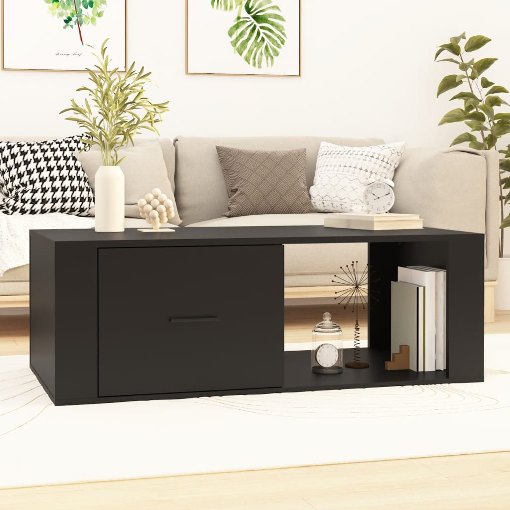 vidaXL Tavolino da Salotto Nero 100x50,5x35 cm in Legno Multistrato