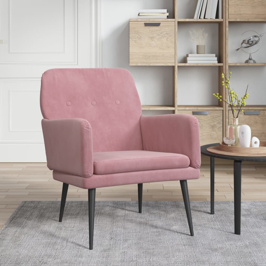 vidaXL Poltrona Rosa 62x79x79 cm Velluto