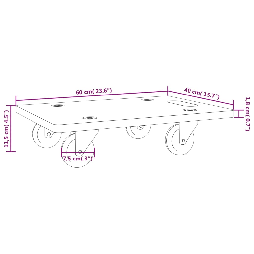 vidaXL Pedane di Trasporto 2 pz Rettangolari 60x40x11,5 cm 250 kg