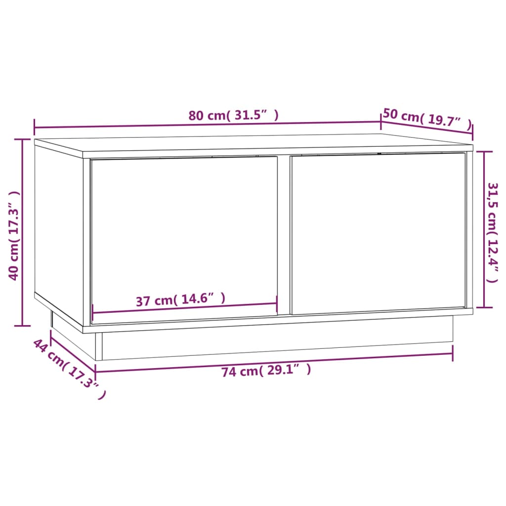 vidaXL Tavolino da Salotto Nero 80x50x40 cm Legno Massello di Pino