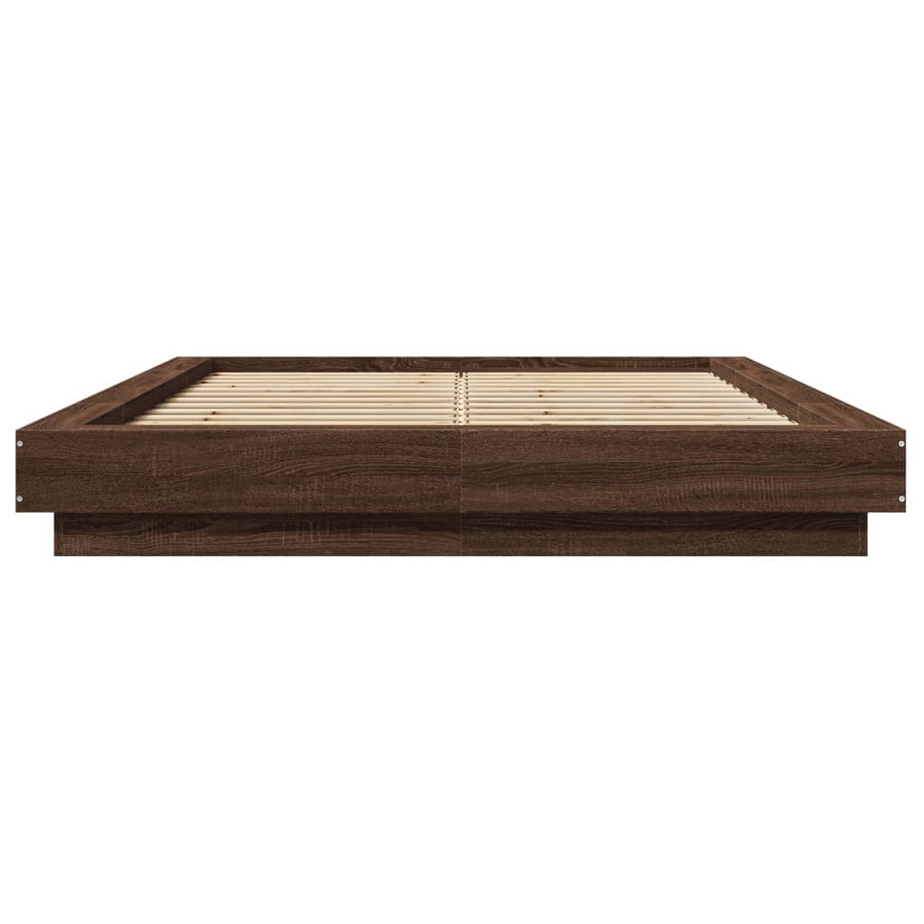 vidaXL Giroletto Luci LED Rovere Marrone 140x190 cm Legno Multistrato