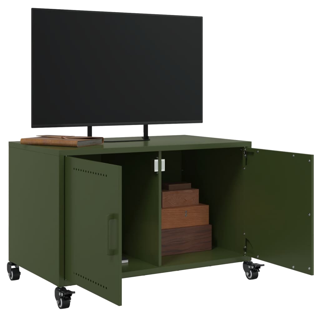 vidaXL Mobile TV Verde Oliva 68x39x43,5 cm in Acciaio