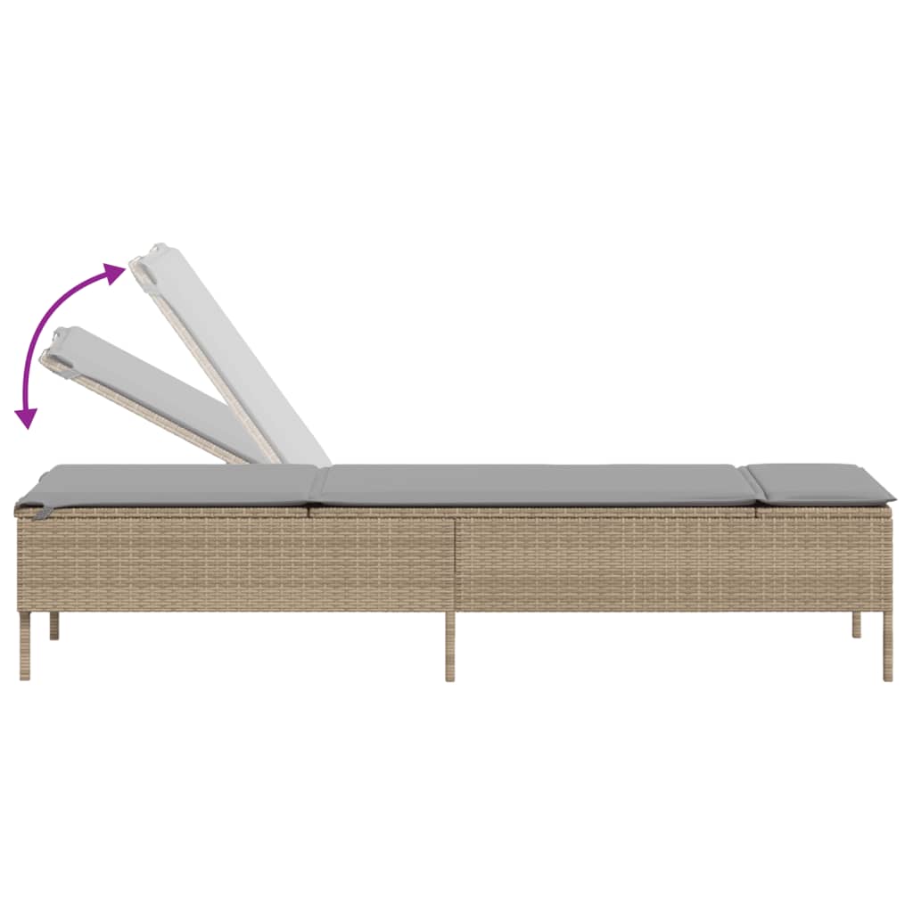 vidaXL Lettino Prendisole con Cuscini Beige in Polyrattan