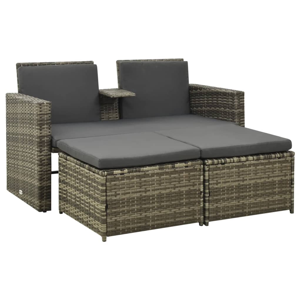 vidaXL Set Divani da Giardino 3 pz con Cuscini in Polyrattan Grigio