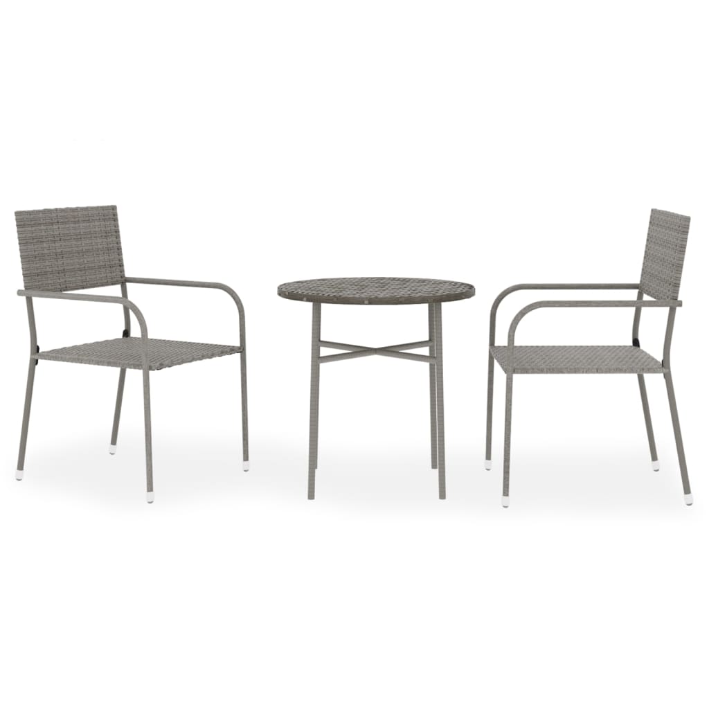 vidaXL Set Mobili da Pranzo per Giardino 3 pz in Polyrattan Grigio