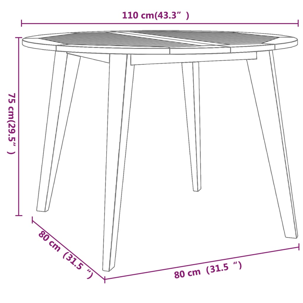 vidaXL Set Mobili da Pranzo per Giardino 5 pz Legno Massello di Acacia