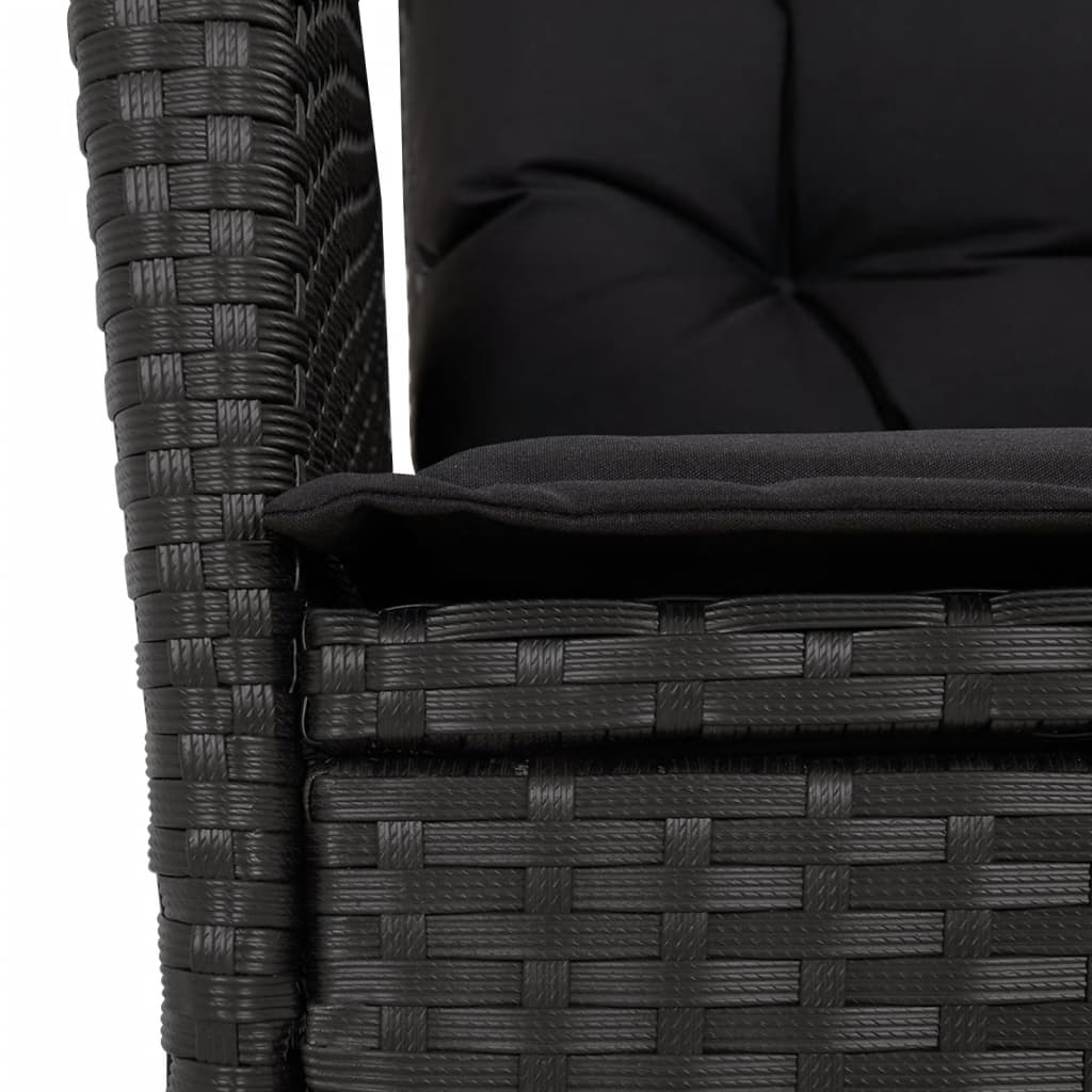 vidaXL Set da Pranzo da Giardino 9 pz con Cuscini Nero in Polyrattan