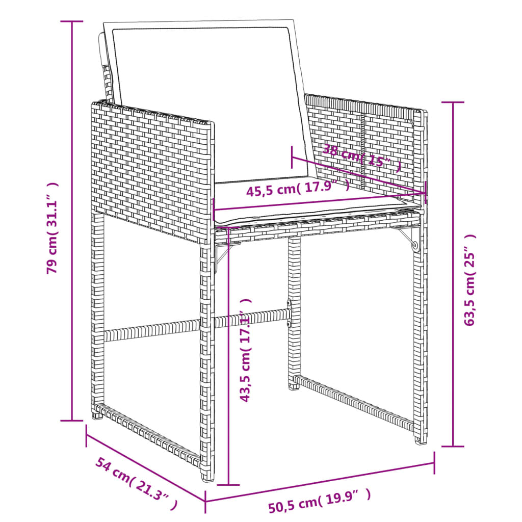 vidaXL Set da Pranzo da Giardino 11 pz con Cuscini in Polyrattan Nero