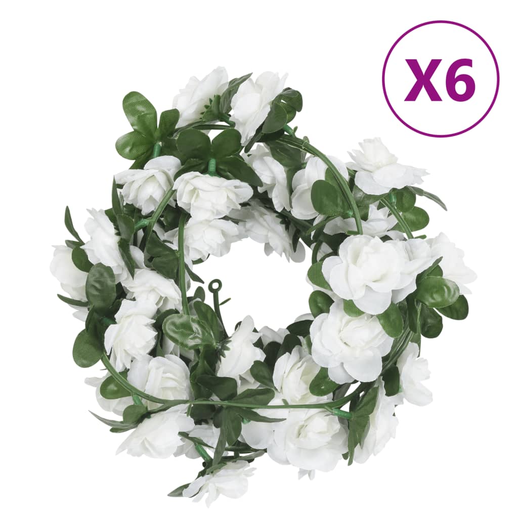 vidaXL Ghirlande Fiori Artificiali Natale 6 pz Bianco 240 cm