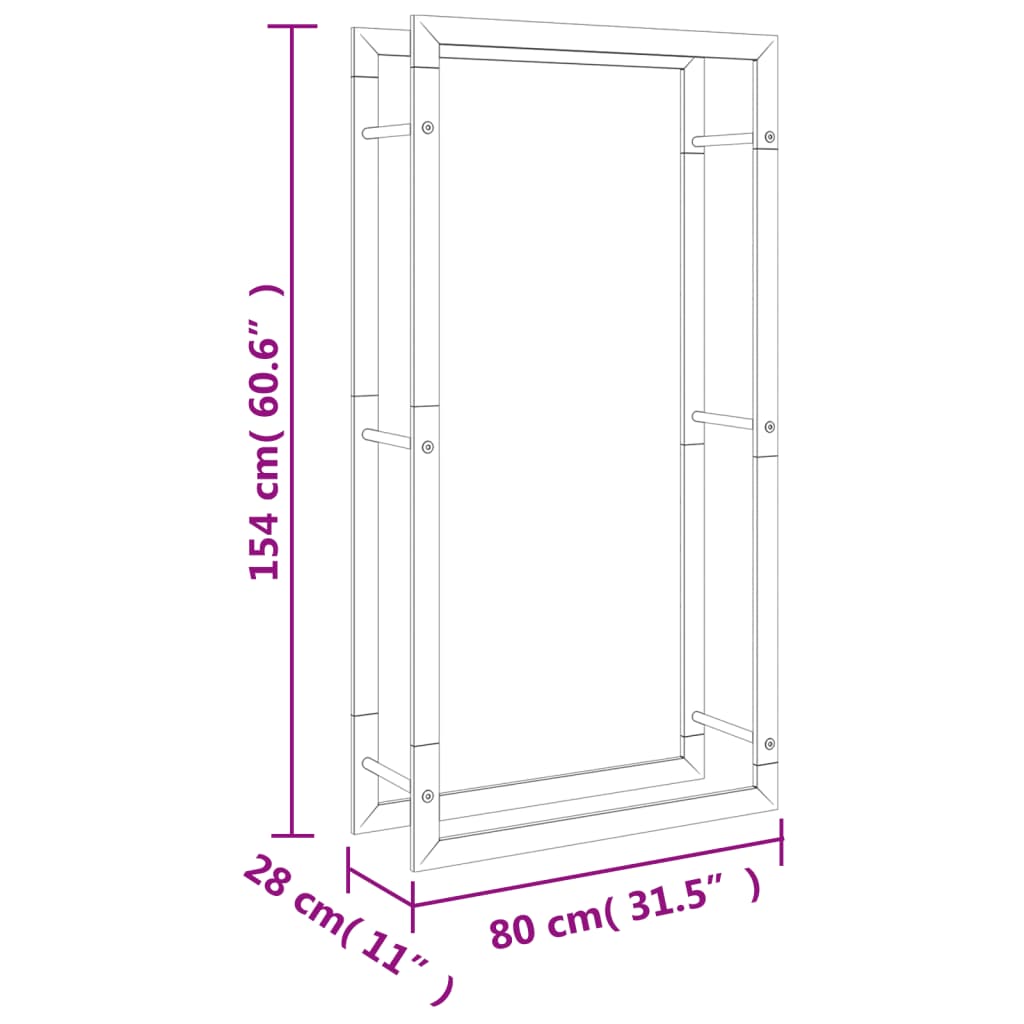 vidaXL Portalegna 80x28x154 cm in Acciaio Inossidabile