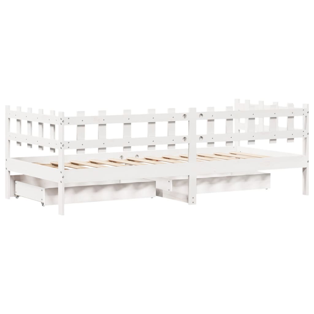 vidaXL Dormeuse con Cassetti Bianca 80x200 cm Legno Massello di Pino