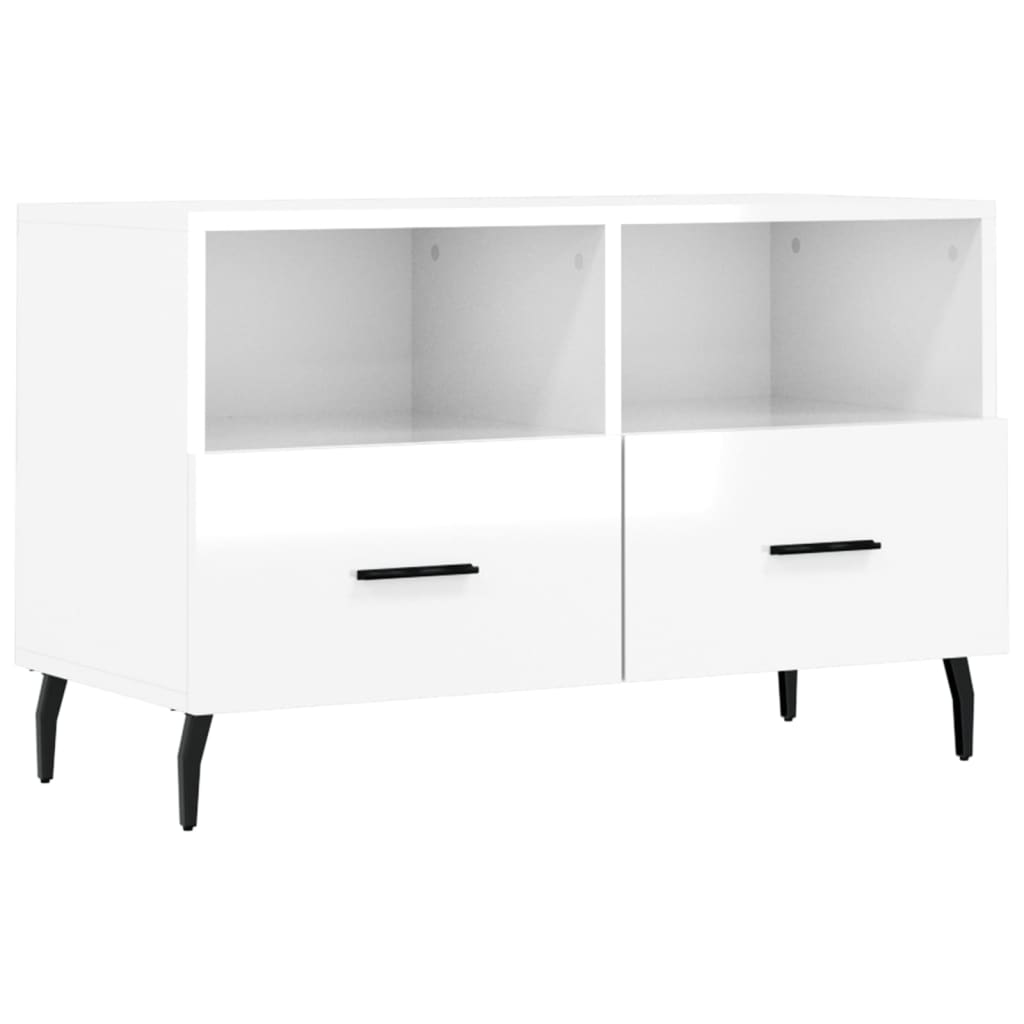 vidaXL Mobile Porta TV Bianco Lucido 80x36x50 cm in Legno Multistrato