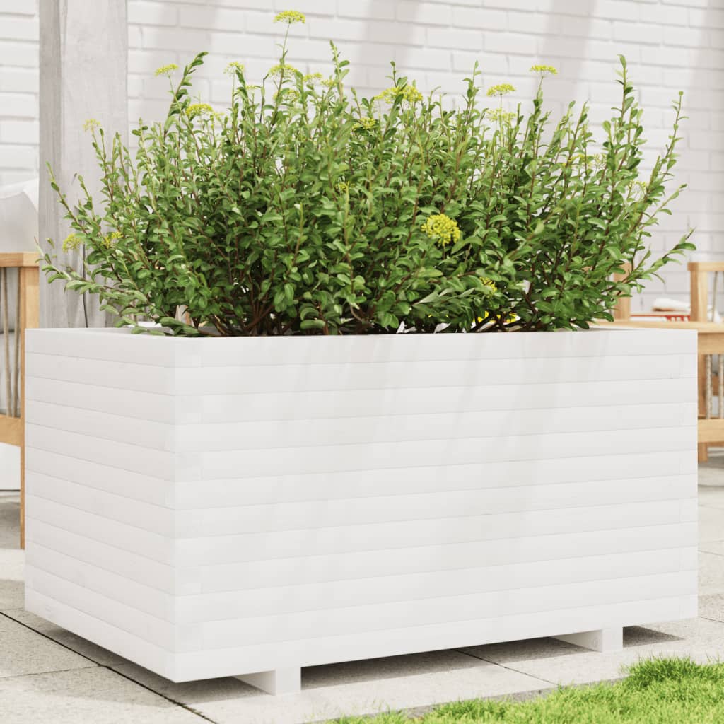 vidaXL Fioriera da Giardino Bianca 90x60x49,5cm Legno Massello di Pino