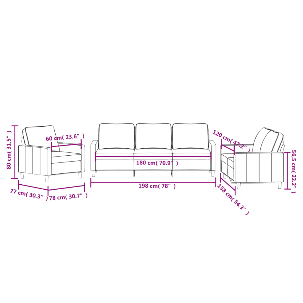 vidaXL Set di Divani 3 pz con Cuscini Grigio Scuro in Velluto