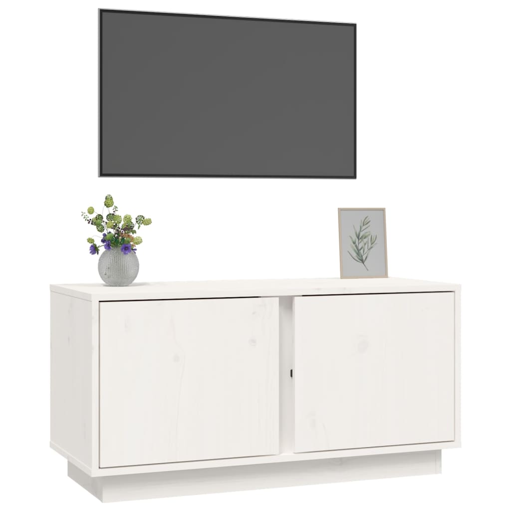 vidaXL Mobile Porta TV Bianco 80x35x40,5 cm in Legno Massello di Pino